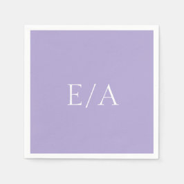 Guardanapo De Papel Casamento Roxo Lavanda Digital Monograma Mínimo