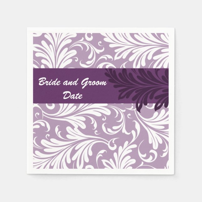 Guardanapo De Papel Casamento Roxo Personalizado Napkins (Frente)