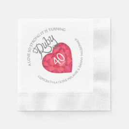 Guardanapo De Papel Casamento Ruby 40º Aniversário do coração guardana