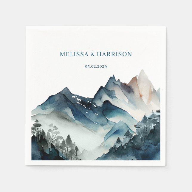 Guardanapo De Papel Casamento Russo das Montanhas Azuis (Frente)