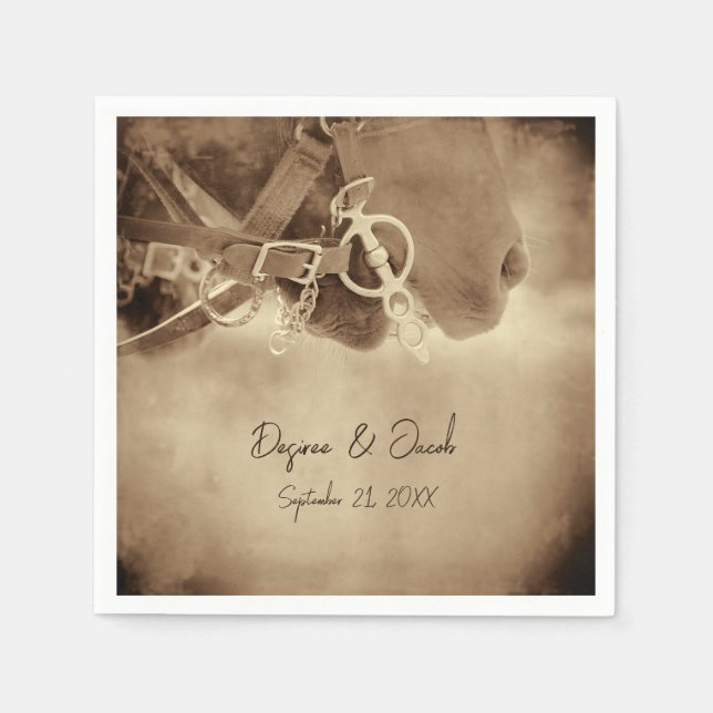 Guardanapo De Papel Casamento Russo de Cavalo Marrom Ocidental (Frente)