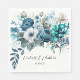Guardanapo De Papel Casamento Russo de Pequim Azul e Teal