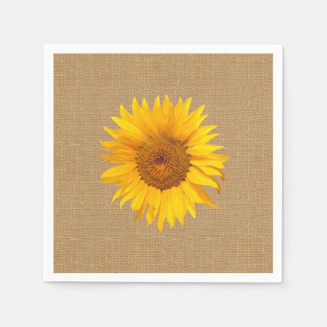Guardanapo De Papel Casamento Russo de Sunflower Burlap (Frente)
