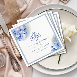 Guardanapo De Papel Casamento Russo Elegante de Glitter Dourado Azul D