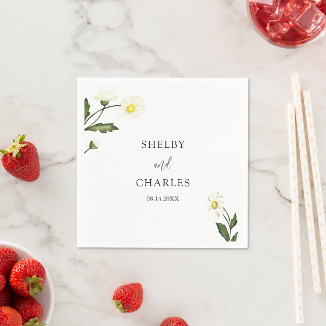 Guardanapo De Papel Casamento Russo Floral de Margarida Branca (Insitu)