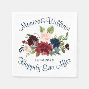 Guardanapo De Papel Casamento Russo Floral Marinho Azul Blush Azul