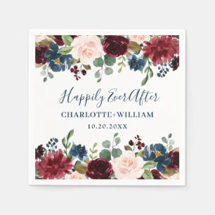 Guardanapo De Papel Casamento Russo Floral Marinho Azul Blush Azul