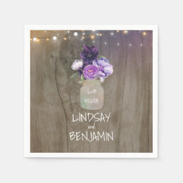 Guardanapo De Papel Casamento Russo Roxo Floral Mason Jar