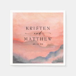 Guardanapo De Papel Casamento Russo Sunset de Watercolor Mountain
