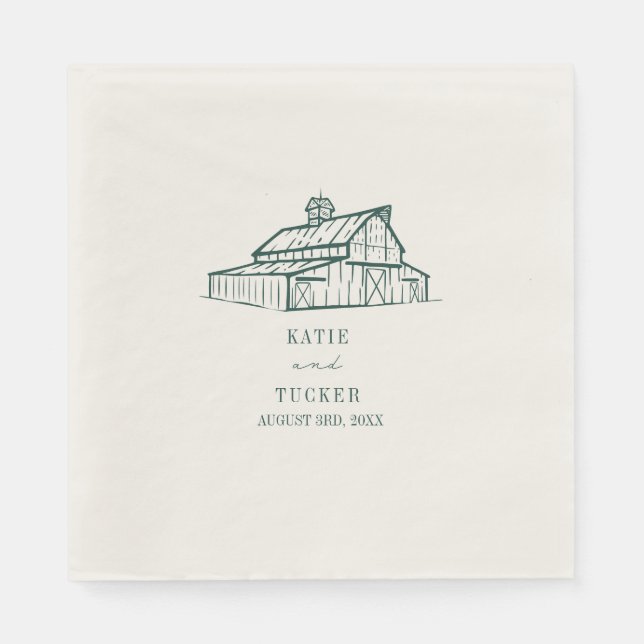 Guardanapo De Papel Casamento Rustic Barn Emerald (Frente)