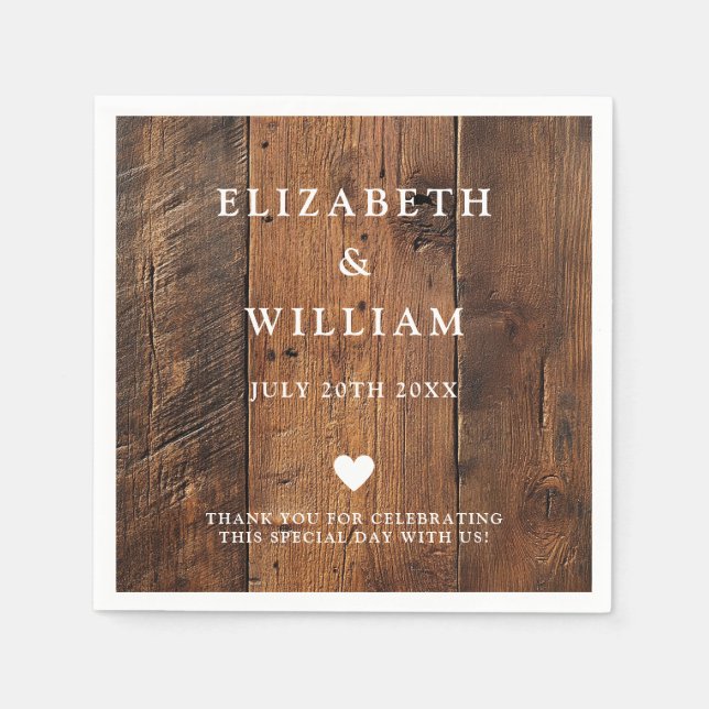 Guardanapo De Papel Casamento Rustic Boho Barn Wood Western Country (Frente)