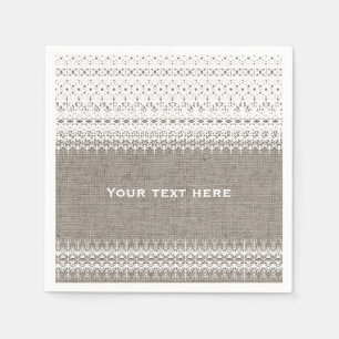 Guardanapo De Papel Casamento Rustic Burlap & Elegant Lace