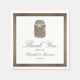 Guardanapo De Papel Casamento Rustic Burlap Mason Jar