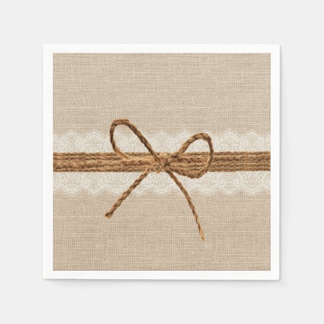 Guardanapo De Papel Casamento Rustic Burlap Twine Country (Frente)