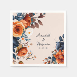 Guardanapo De Papel Casamento Rustic Burnt Orange and Blue