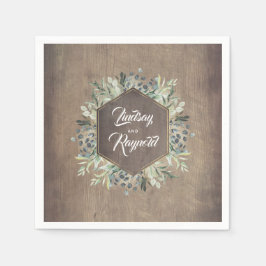 Guardanapo De Papel Casamento Rustic Country Wood and Greenery
