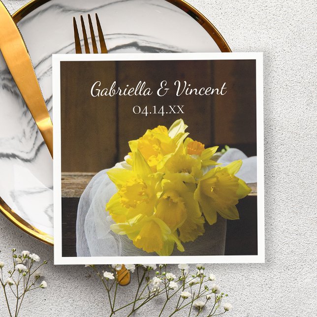 Guardanapo De Papel Casamento Rustic Daffodils Barn Wood Country (Criador carregado)