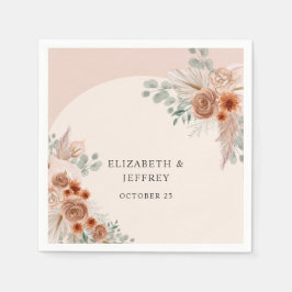 Guardanapo De Papel Casamento Rustic Elegant Boho Terracotta Pampas