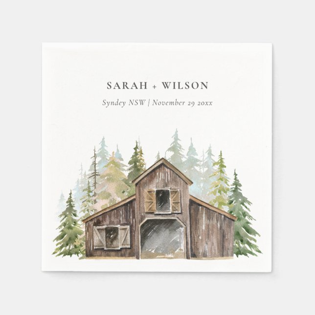 Guardanapo De Papel Casamento Rustic Elegant Pine Woods Forest (Frente)