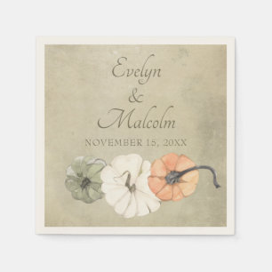 Guardanapo De Papel Casamento Rustic Fall Autumn White, Orange Pumpkin