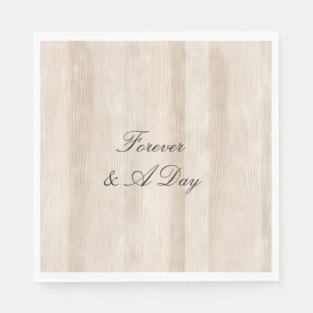 Guardanapo De Papel Casamento Rustic Faux Cream White Wood (Frente)