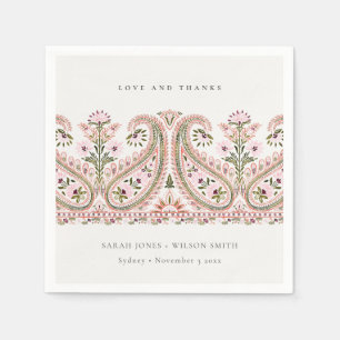 Guardanapo De Papel Casamento Rustic Green Floral Paisley Motif