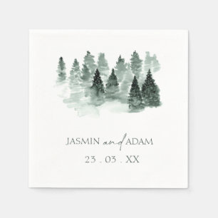 Guardanapo De Papel Casamento Rustic Green Watercolor Trees Woodland