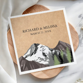 Guardanapo De Papel Casamento Rustic Kraft Mountain