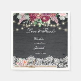 Guardanapo De Papel Casamento Rustic Lace Mason Jar String Luzes