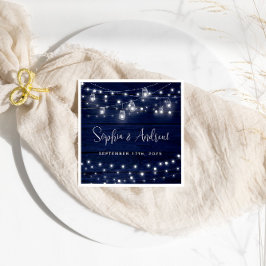 Guardanapo De Papel Casamento Rustic Marinho Wood Mason Jars Lights