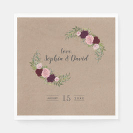 Guardanapo De Papel Casamento Rustic Marsala Floral Artesanato Paper