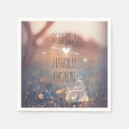 Guardanapo De Papel Casamento Rustic Mason Jar e Fireflies Garden