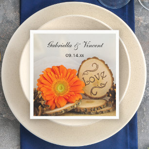 Guardanapo De Papel Casamento Rustic Orange Daisy Woodland