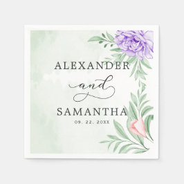 Guardanapo De Papel Casamento Rustic Purple Rosa Floral Eucalyptus Boh