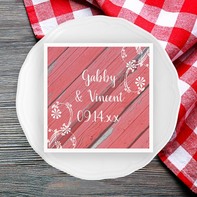 Guardanapo De Papel Casamento Rustic Red Barn Wood Country (Criador carregado)