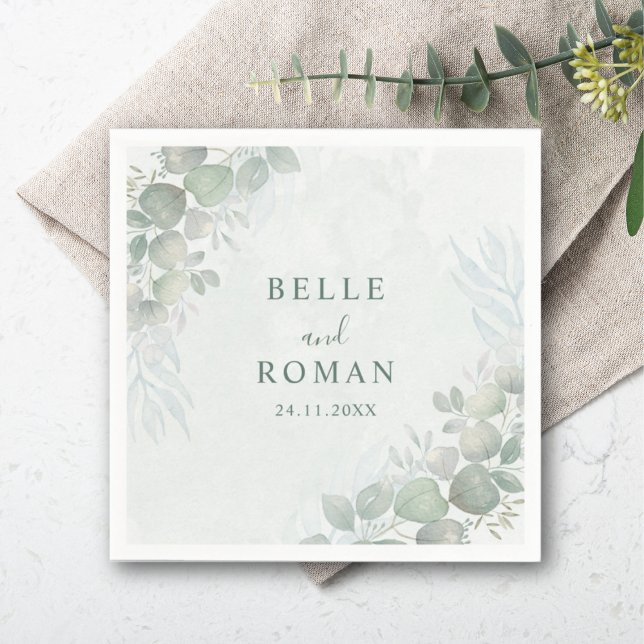 Guardanapo De Papel Casamento Rustic Sage Green Eucalyptus Greenery (Criador carregado)