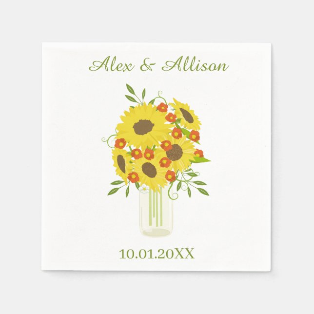 Guardanapo De Papel Casamento Rustic Sunflower (Frente)