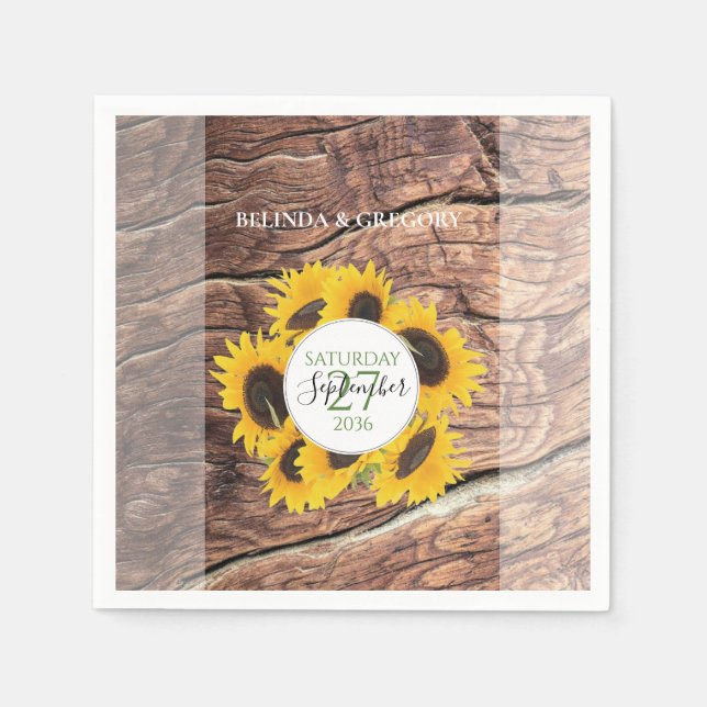 Guardanapo De Papel Casamento Rustic Sunflower (Frente)