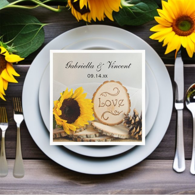 Guardanapo De Papel Casamento Rustic Sunflower Woodland (Criador carregado)