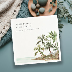 Guardanapo De Papel Casamento Rustic Tropical Palm Trees Beach Sand