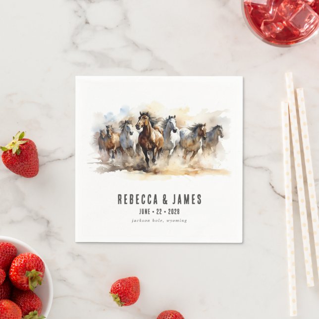 Guardanapo De Papel Casamento Rustic Wild Horses Fazenda Equestrian Co (Insitu)