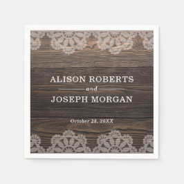 Guardanapo De Papel Casamento Rustic Wood Lace