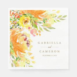 Guardanapo De Papel Casamento Rustic Yellow Flowers Watercolor