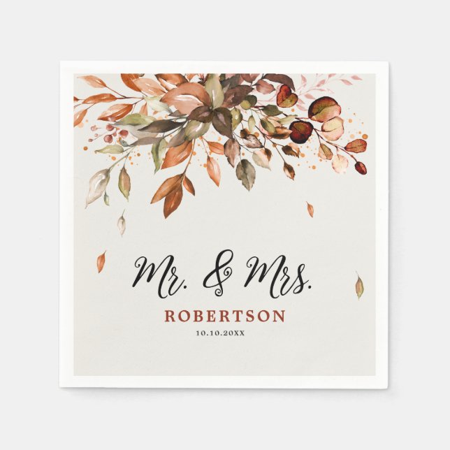 Guardanapo De Papel Casamento Rústico Boho de Outono e Outono (Frente)