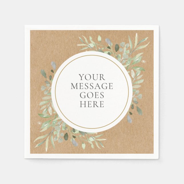 Guardanapo De Papel Casamento Rústico Boho Eucalipto Verde (Frente)