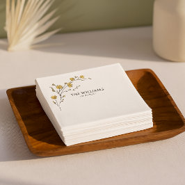 Guardanapo De Papel Casamento Rústico com Flores Amarelas Clássicas