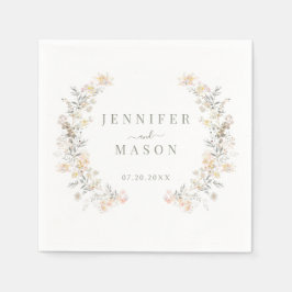 Guardanapo De Papel Casamento Rústico de Flores de Pele Neutra Rústica