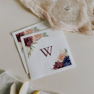 Guardanapo De Papel Casamento Rústico de Folhas Douradas e Monograma F