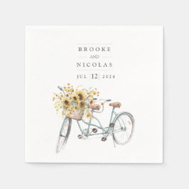 Guardanapo De Papel Casamento Rústico de Girassol de Bicicleta de Tand