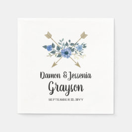 Guardanapo De Papel Casamento Rústico em Madeira Boho com Flechas e Fl